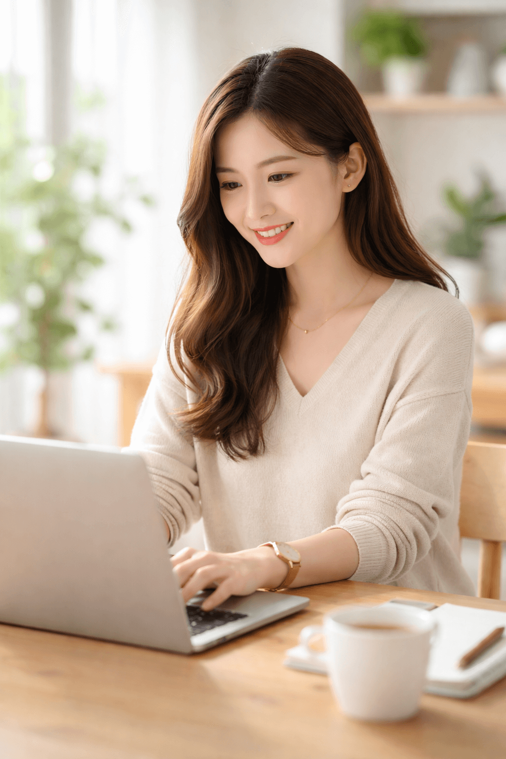 PC作業をする女性